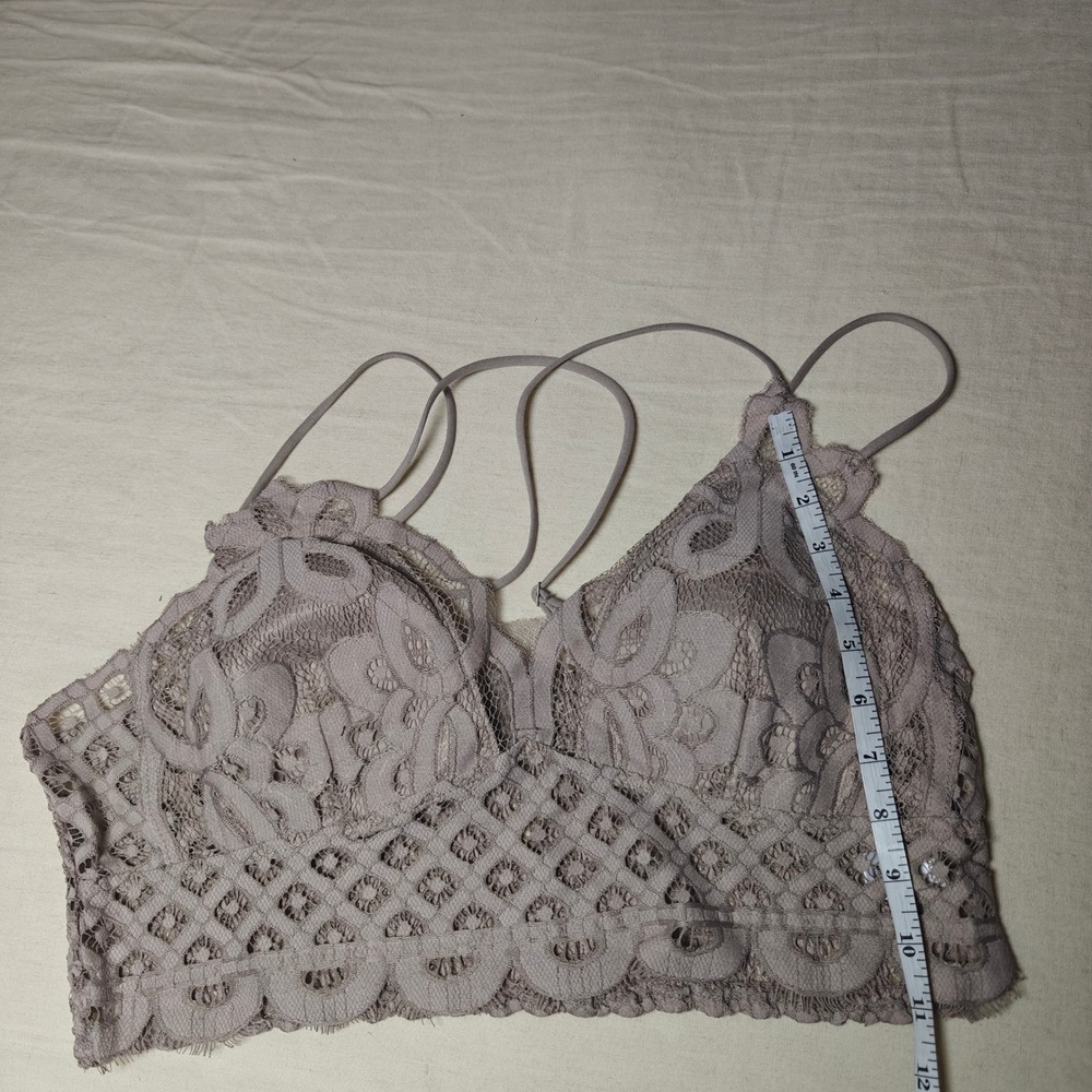 Zenana Floral Lace Bralette Ash Mocha Longline Removable Pads boho 3X - Picture 7 of 10